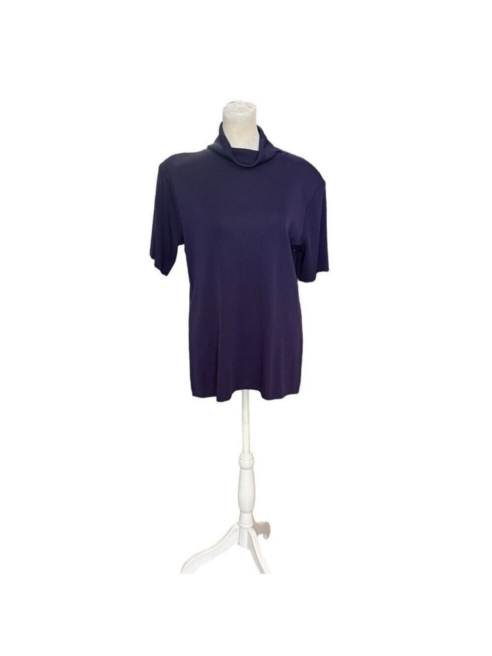 Exclusively Misook Size M short sleeve turtleneck top. Purple career essential